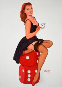 Vintage Baron Von Lind Gambling Girl