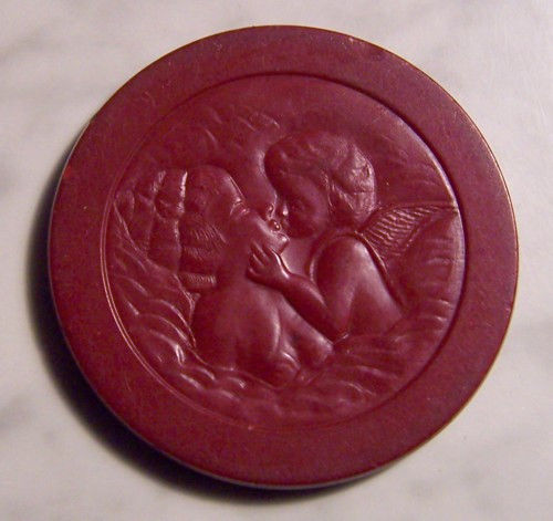 red cupids kiss romantic antique clay poker chip