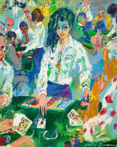 80s hair LEROY NEIMAN painting Dealer  Caesars Palace painting