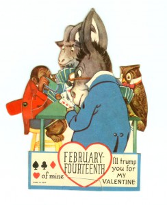 vintage card playing donkey mechanical valentine